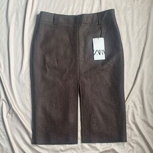 Zara Wool Green Skirt Size Medium (HEMMED)
